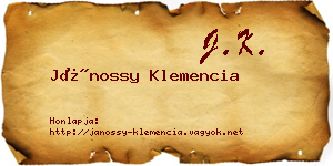 Jánossy Klemencia névjegykártya
